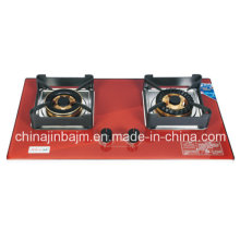 2 Burner Red Tempered Glass Build-in Gas Stove